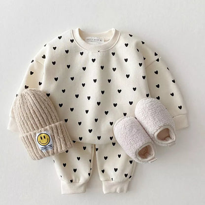 MILANCEL Baby Clothing Set Full Heart Boys Hoodie Suit