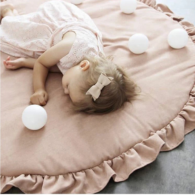 Soft Cotton Baby Play Mat with Lace Design - Perfect for Crawling and Playtime in Children's Room and Nursery