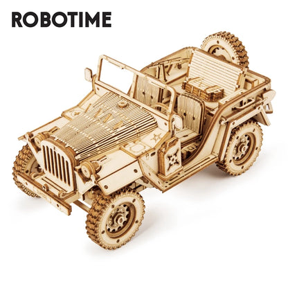 Robotime 3D Wooden Puzzle Montessori Toys for Kids - Steam Train, Army Jeep, Heavy Truck Model Building Kits