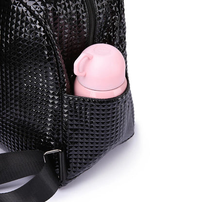 Large Capacity Waterproof Diaper Bag for Travel - Diamond Plaid Design