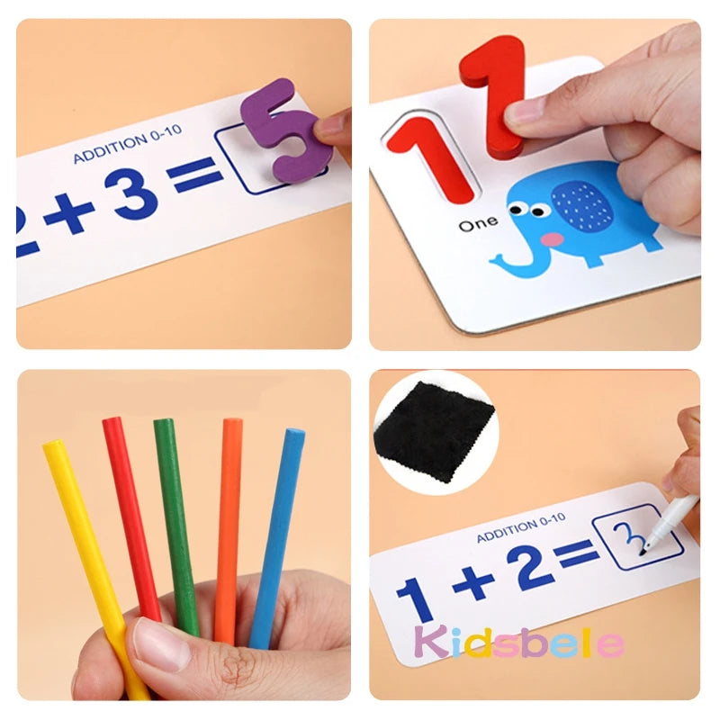 Montessori Counting Wooden Sticker Math Toys for Kids - Educational Birthday Gift