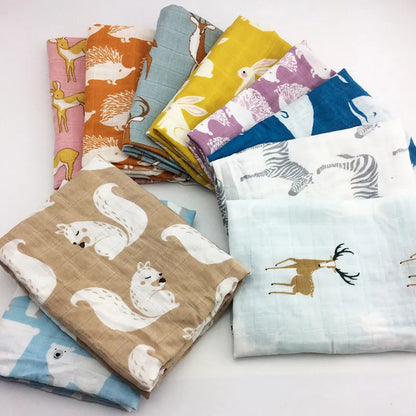Soft Cotton Baby Blanket - Newborn Muslin Swaddle Wrap for Feeding, Burp Cloth, Towel, Scarf - 58x58cm