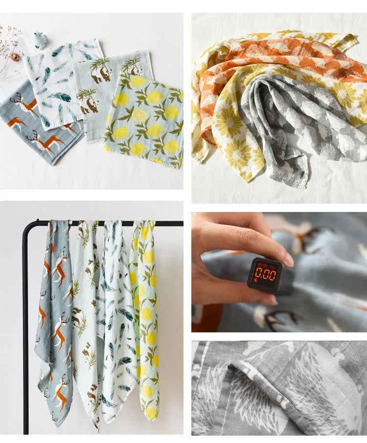 Soft Cotton Baby Blanket - Newborn Muslin Swaddle Wrap for Feeding, Burp Cloth, Towel, Scarf - 58x58cm