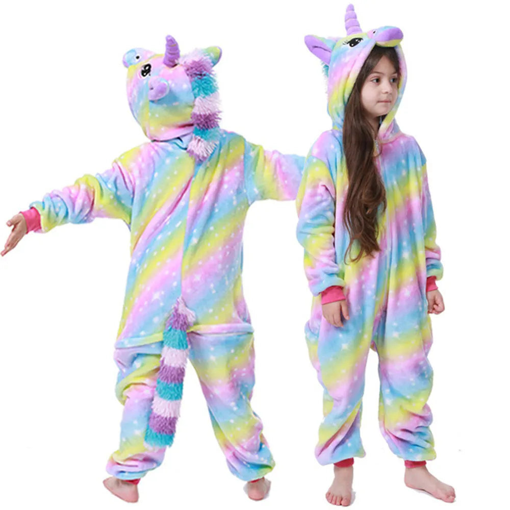 Winter Animal Sleepwear for Kids - Panda, Dinosaur, Unicorn Onesies
