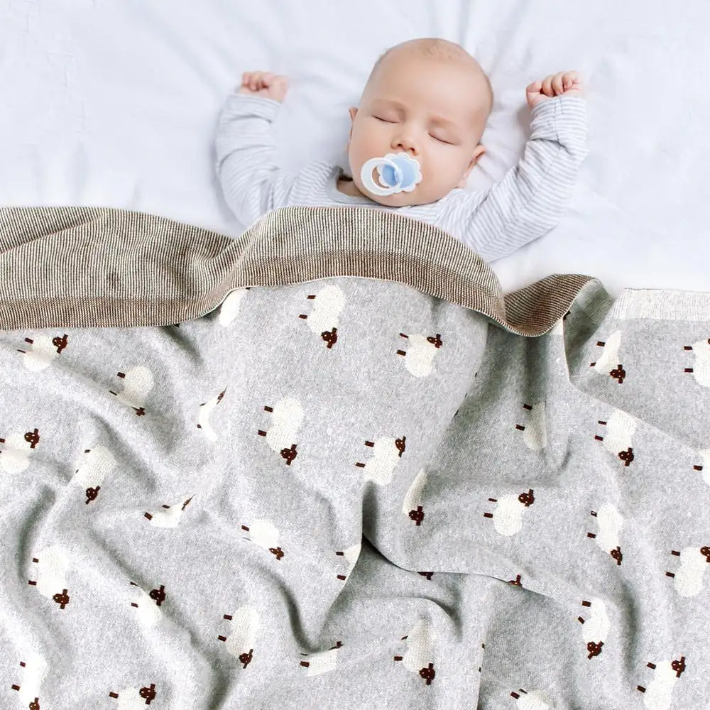 Knitted Cartoon Alpaca Baby Blanket