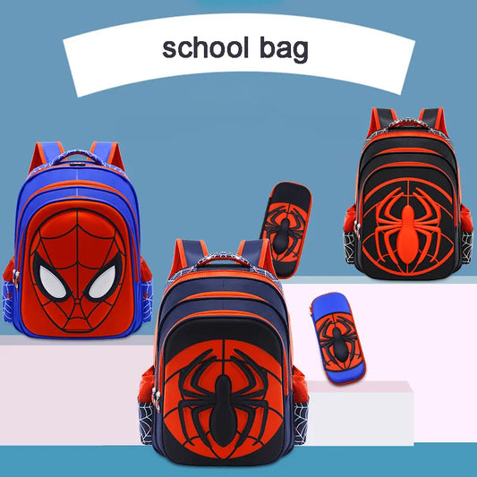 Disney Spiderman School Bag for Boys - 3D Cute Design Backpack with Captain America and Anime Figures - Perfect Gift for Primary Kids and Kindergarten