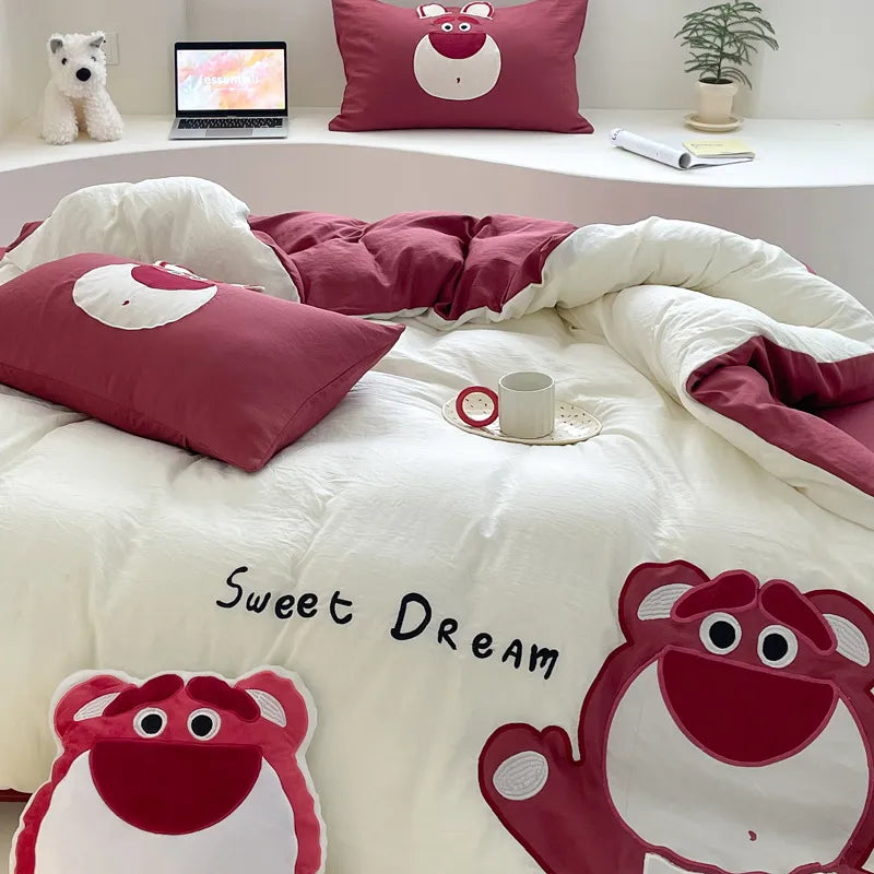 Disney Kids Stitch Mickey Lotso Bedding Set - Duvet Cover, Bed Sheet, Pillowcase - Double, Single, King, Queen, Twin Size