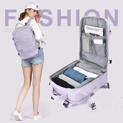 35L Multifunctional Backpack Travel Bag Women Waterproof Shoulder Bags USB Charging Laptop Backpack with Shoes Pocket