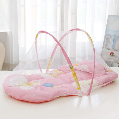 Portable Foldable Baby Bed with Mosquito Nets and Cotton Pillows