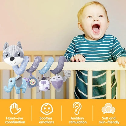 Baby Fox Spiral Plush Activity Hanging Stroller Bar Crib Bassinet Mobile