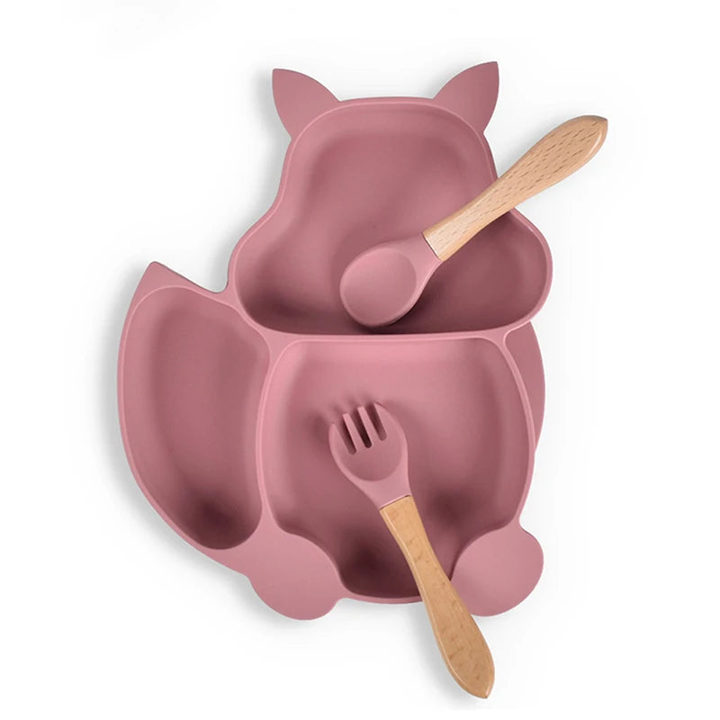 Baby Soft Silicone Sucker Bowl Plate Cup Bibs Spoon Fork Sets
