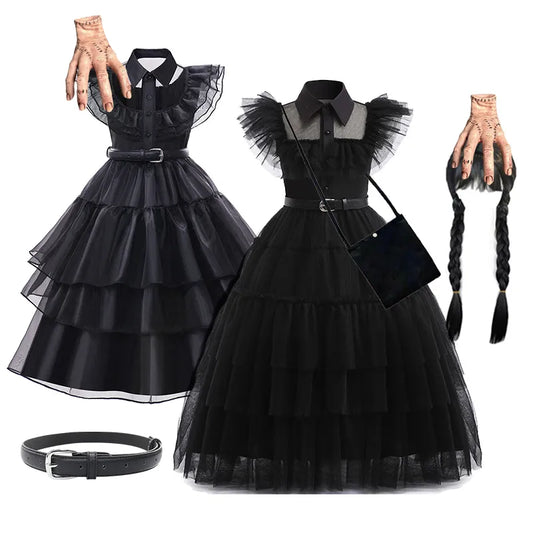 Wednesday Addams Cosplay Costume for Girls - 2023 Carnival Easter Halloween Party Outfit - Ages 3-12