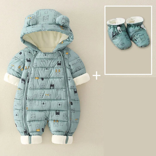 Newborn Baby Hooded Snowsuit