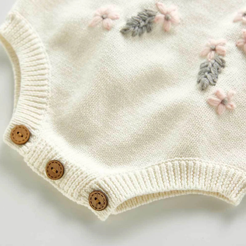 Baby Girl Flower Cardigan Coat and Rompers Set