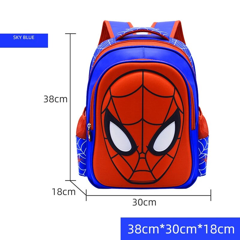 Disney Spiderman School Bag for Boys - 3D Cute Design Backpack with Captain America and Anime Figures - Perfect Gift for Primary Kids and Kindergarten