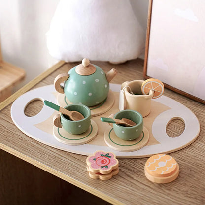 Wooden Afternoon Tea Set Toy for Pretend Play and Early Education - Kids Gift