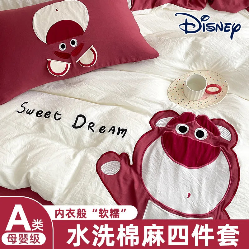 Disney Kids Stitch Mickey Lotso Bedding Set - Duvet Cover, Bed Sheet, Pillowcase - Double, Single, King, Queen, Twin Size