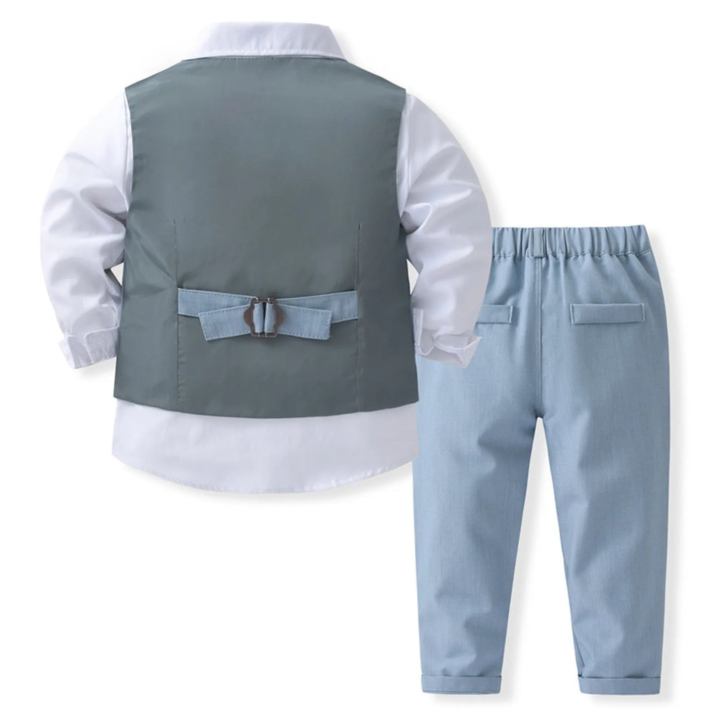 Boys Gentleman Suit Set with Shirt, Bowtie, Vest, and Pants