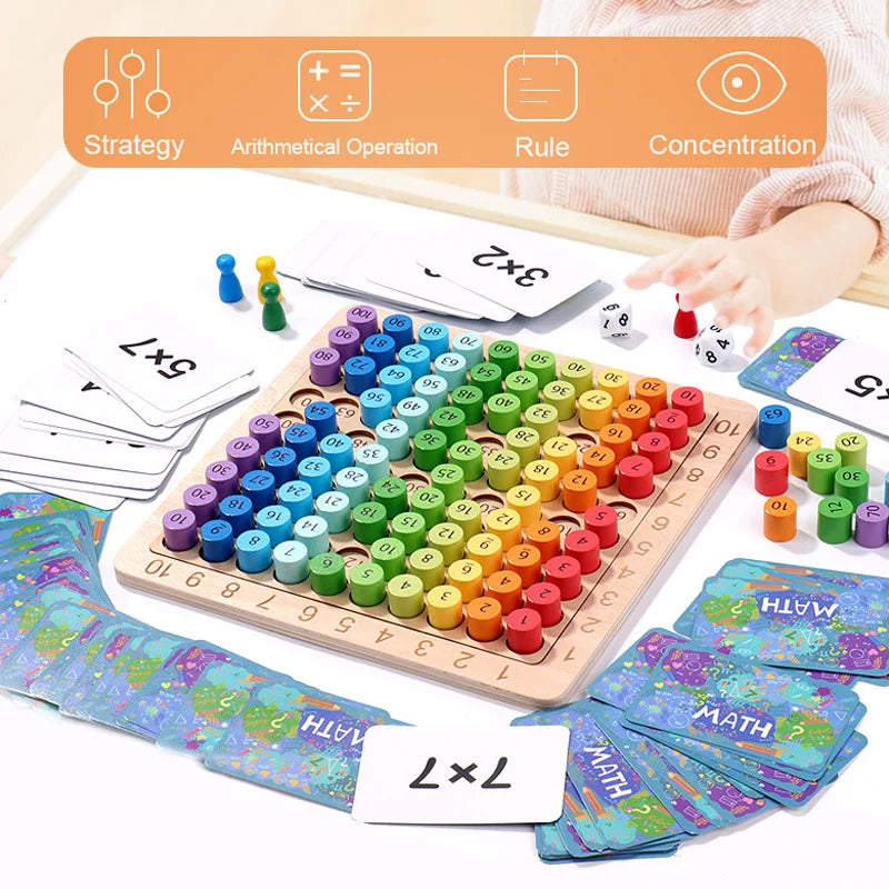 Wooden Multiplication Table Board Game for Kids