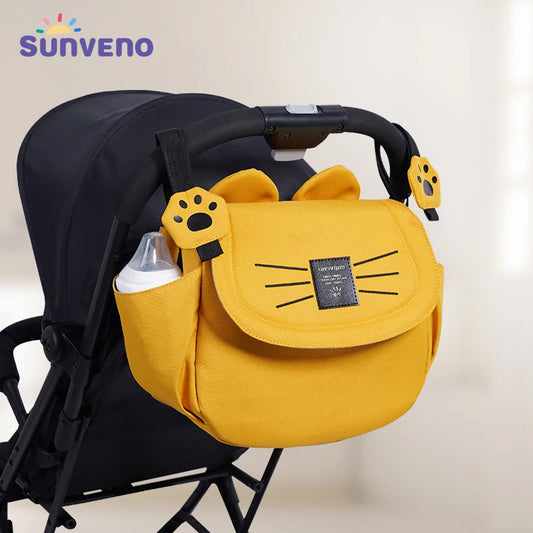 Sunveno Cat Diaper Bag - Large Capacity Stroller Organizer for Mom