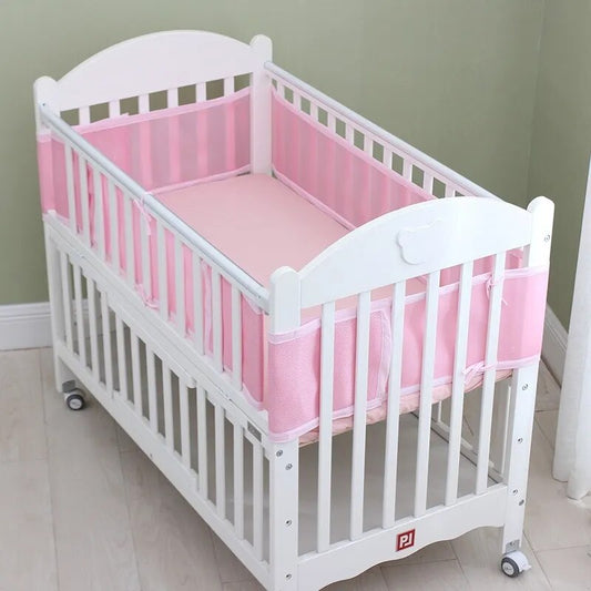 Breathable Mesh Cot Bumpers for Newborn - Solid Colors - All Seasons
