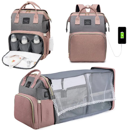 Portable Folding Crib Bed Large-capacity Baby Backpack Mummy Bag