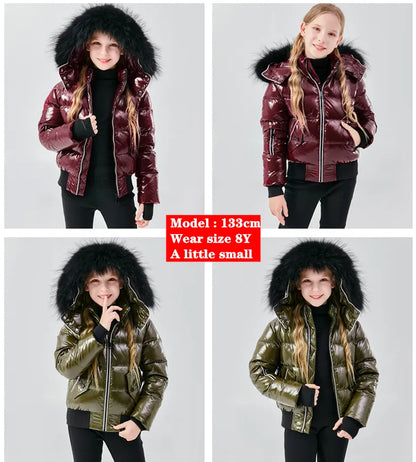 Winter Children Coat for Boys Girls Fashion with White Piping and Waterproof Shelling Fabric